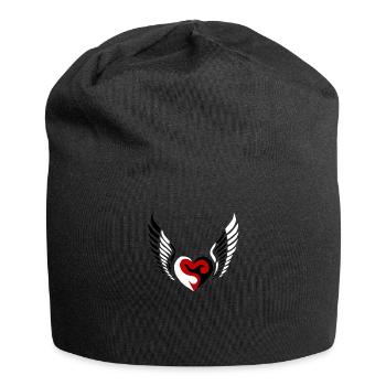 Wings Heart Black White - Jersey Beanie - black - Front