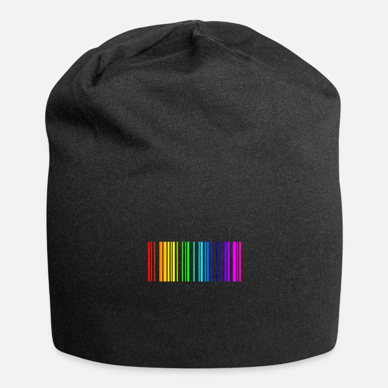 Regenbogen Barcode bunt Geschenk Idee - Jersey-Beanie - Schwarz