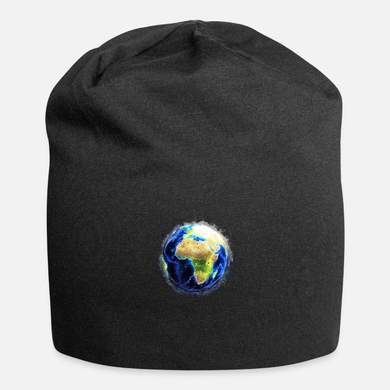 Welt Globus hell glühend - Jersey-Beanie - Schwarz