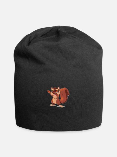 Dabbing Eichhörnchen Tanz lustiges Geschenk - Jersey-Beanie - Schwarz