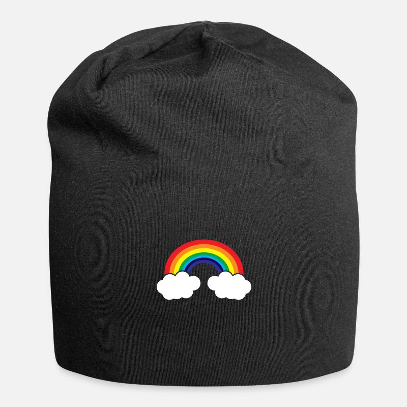 Regenbogen - Jersey-Beanie - Schwarz