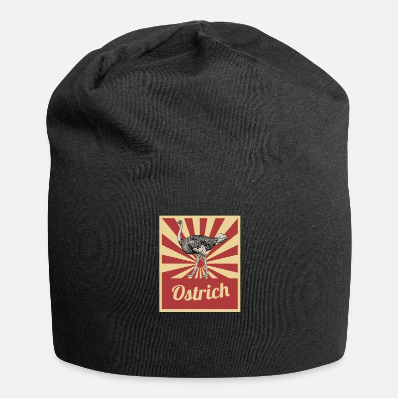 Strauße - Jersey-Beanie - Schwarz
