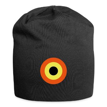 Rote gelbe gelbe Kokarde - kundengerecht - Jersey-Beanie - Schwarz - Vorne