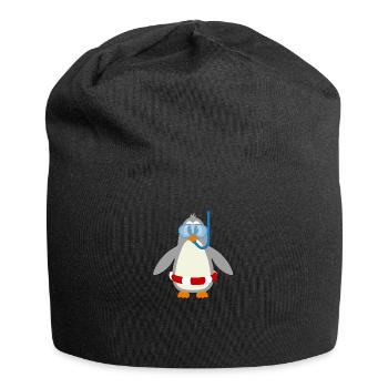Comic Pinguin taucher mit Schnorchel & Schwimmring - Jersey-Beanie - Schwarz - Vorne