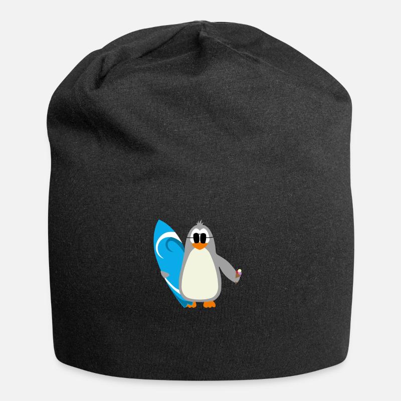 Pinguin surfer sonnenbrille eis geschenkidee - Jersey-Beanie - Schwarz