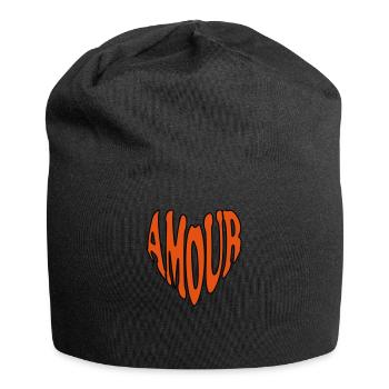 AMOUR Herz - Jersey-Beanie - Schwarz - Vorne