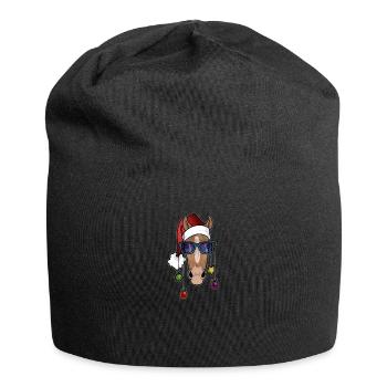 Pferde Reiten Reitsport Geschenk · Weihnachten - Jersey-Beanie - Schwarz - Vorne