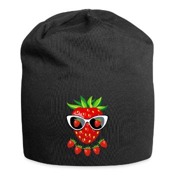 22 Süße Erdbeere Sonnenbrille - Jersey-Beanie - Schwarz - Vorne