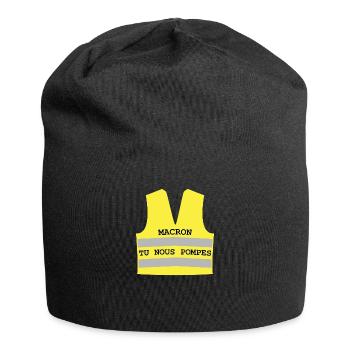 Gilet jaune Macron tu nous pompes - Bonnet en jersey - noir - Devant