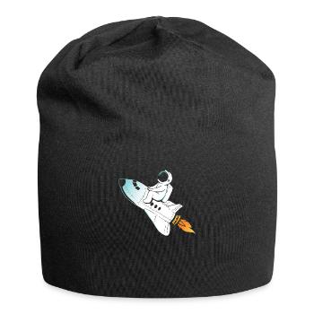 Rakete Astronaut zum Mond - Jersey-Beanie - Schwarz - Vorne