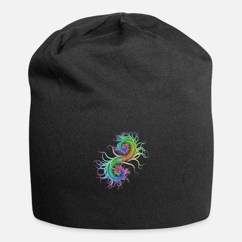 Psychedelisch Seepferchen Abstrakte Kunst Goa Psy - Jersey-Beanie - Schwarz
