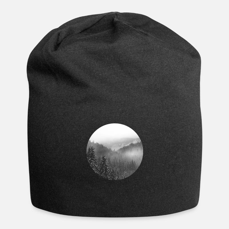 Forêt d'hiver enneigée - Bonnet en jersey - noir