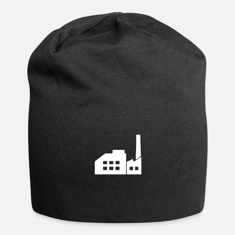 Une usine blanche dans la zone industrielle - Bonnet en jersey - noir