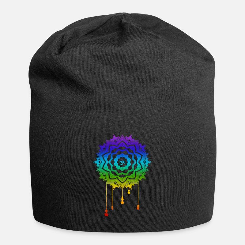 Chakra Mandala Om - Jersey-Beanie - Schwarz