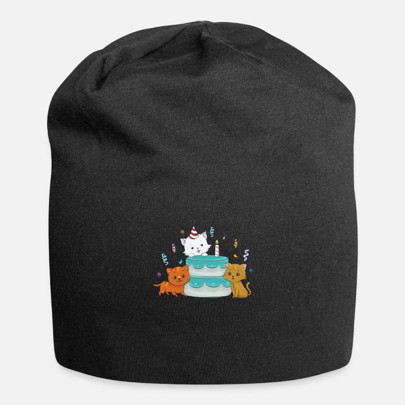 Katzen Geburtstag - Jersey-Beanie - Schwarz