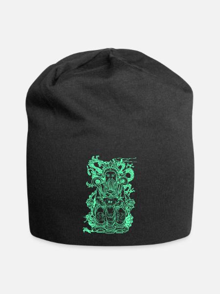 Buddha Figur - Jersey-Beanie - Schwarz