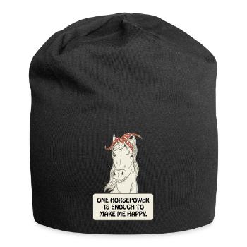 Vintage Pferd Comicstyle mit Spruch. - Jersey-Beanie - Schwarz - Vorne