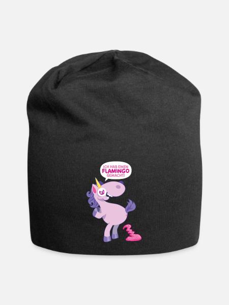 Einhorn Flamingo gemacht - Jersey-Beanie - Schwarz