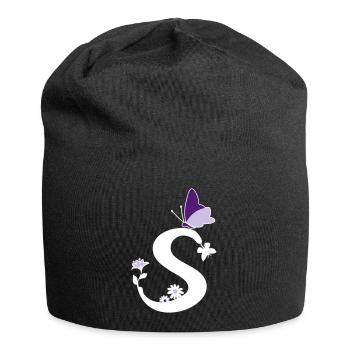 Butterfly Decoration Letter Initial S - Jersey Beanie - black - Front