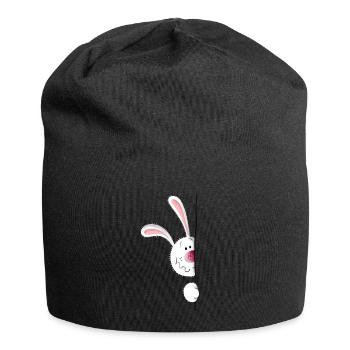 Neugieriges Kaninchen - Jersey-Beanie - Schwarz - Vorne