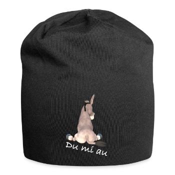 Du mi au, Witzig, Esel, schwäbisch - Jersey-Beanie - Schwarz - Vorne