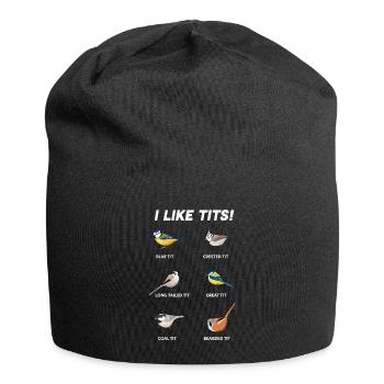 Funny Gift for Ornithologist | I like tits (Birds) - Jersey Beanie - black - Front