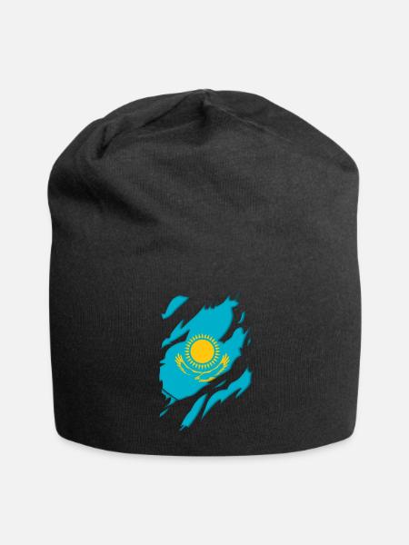 Kasachstan Flagge zerrissenes Motiv - Jersey-Beanie - Schwarz