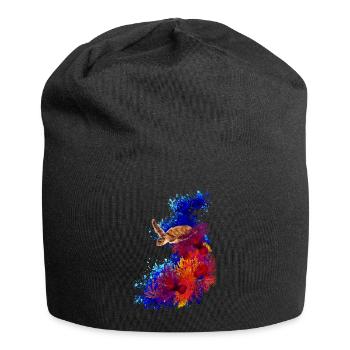 Turtle in a coral sea - Jersey Beanie - black - Front