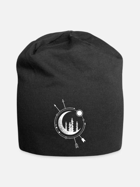 Moderne geometrische Natur Wald Astronomie böhmische - Jersey-Beanie - Schwarz