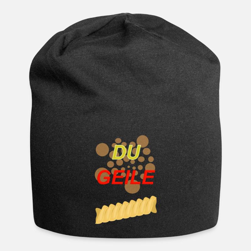 Du Gelb Glitzerkette Blasenmuster - Jersey-Beanie - Schwarz