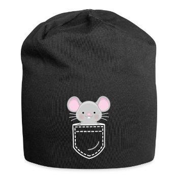 Maus Mäuse - Jersey-Beanie - Schwarz - Vorne