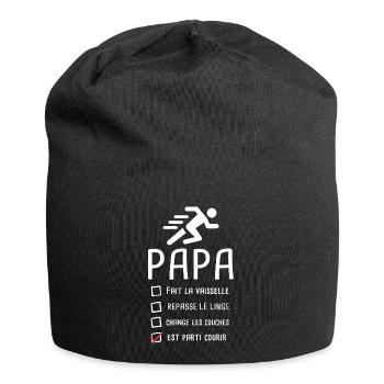 Papa est parti courir fête des pères footing - Bonnet en jersey - noir - Devant