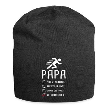 Papa est parti courir fête des pères footing - Bonnet en jersey - charbon - Devant