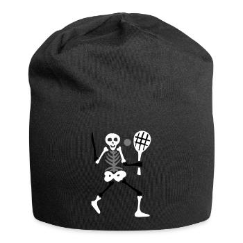 Skelett Skull Knochen Sport Tennisspieler - Jersey-Beanie - Schwarz - Vorne