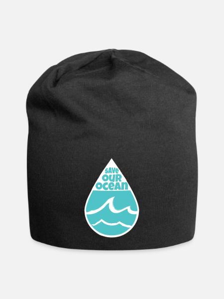 Save the Ocean for Planet A - Jersey-Beanie - Schwarz