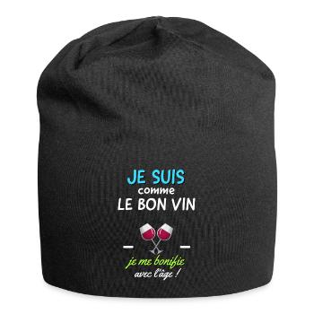Je suis comme le bon vin ,je me bonifie avec l'age - Bonnet en jersey - noir - Devant