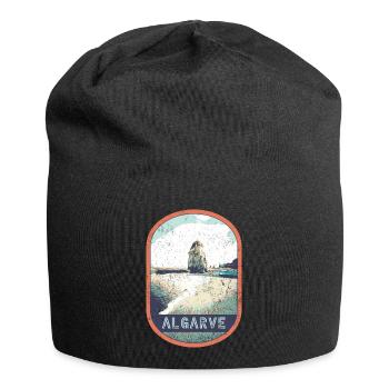 Badge retro, Algarve Portugal, plage été soleil - Bonnet en jersey - noir - Devant