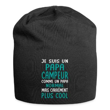 Papa campeur comme papa normal plus cool - Bonnet en jersey - noir - Devant