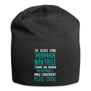 Maman Nantaise comme maman normale plus cool - Bonnet en jersey - noir - Devant