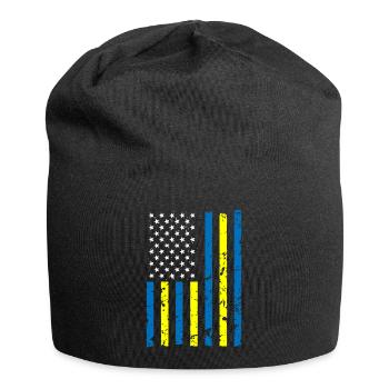 Ukraine Amérique Drapeau Je Me tiens avec l’Ukraine - Bonnet en jersey - noir - Devant