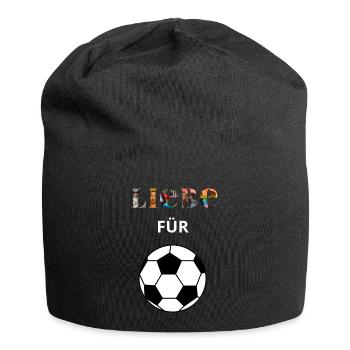 Liebe für Fußball - Jersey-Beanie - Schwarz - Vorne
