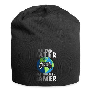 Am Tag Vater Bei Nacht Zocker Gaming Vatertag - Jersey-Beanie - Schwarz - Vorne