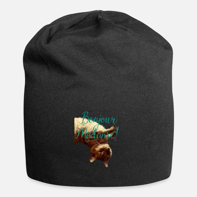 Französisch sprechende Katze - Jersey-Beanie - Schwarz