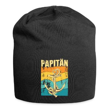 PAPITÄN - Retro Anker - Geschenkidee Papa - Jersey-Beanie - Schwarz - Vorne