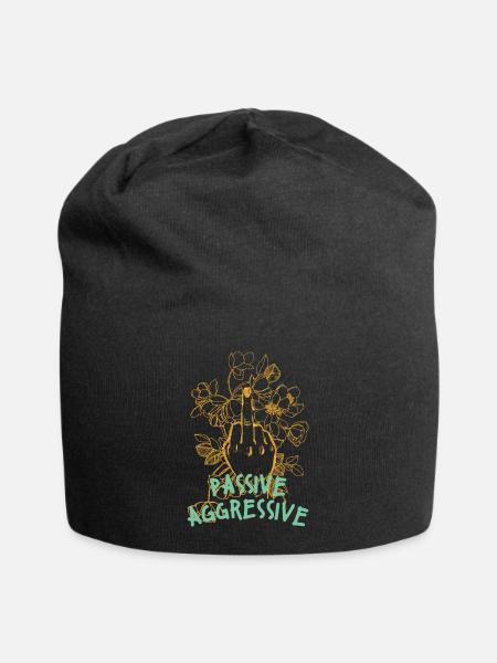 Graphique floral agressif passif - Bonnet en jersey - noir