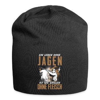 Leben Ohne Jagen Grillen Ohne Fleisch Jäger - Jersey-Beanie - Schwarz - Vorne