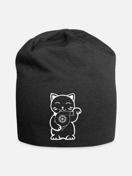 Turbo Charger Cat Tuning Car JDM Performance Japan - Jersey Beanie - black