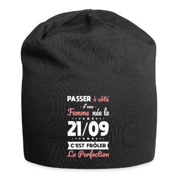 Anniversaire - Née 21 Septembre Frôler perfection - Bonnet en jersey - noir - Devant