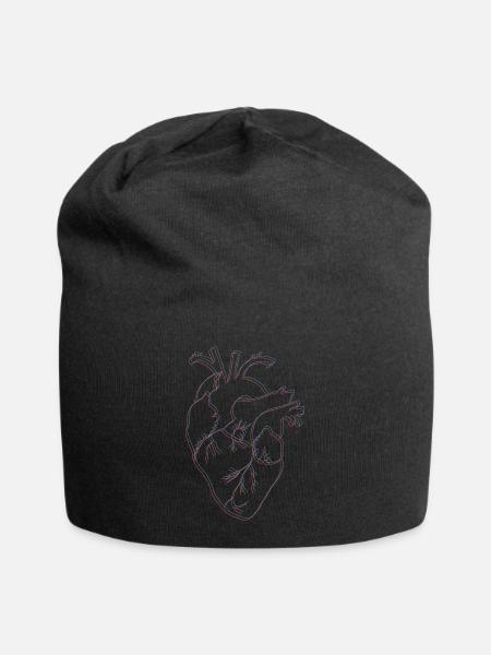 anatomische Herz, outline rot/blau - Jersey-Beanie - Schwarz