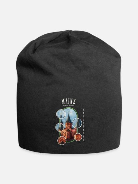Mainz Deutschland Stadt Skyline Dom Heimat Liebe - Jersey-Beanie - Schwarz
